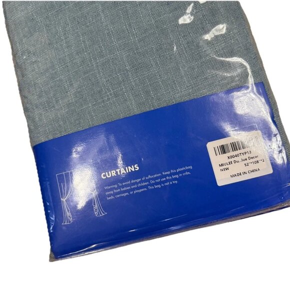 Miulee NEW 2 Blue Linen Blend Curtains Panels Drapes 108 Long Rod Pocket Pair - Picture 4 of 4